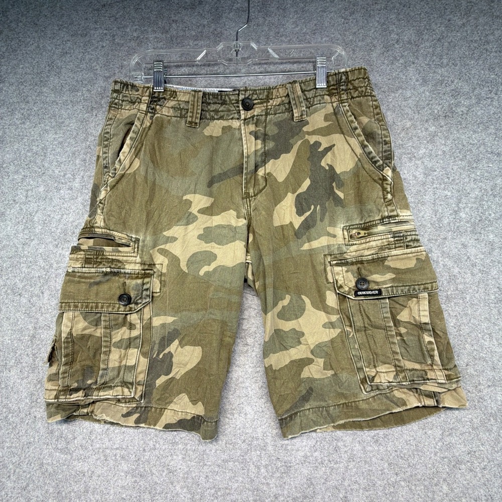 Vintage Men's Quicksilver Baggy Camo Cargo Shorts Paratrooper Size 30
